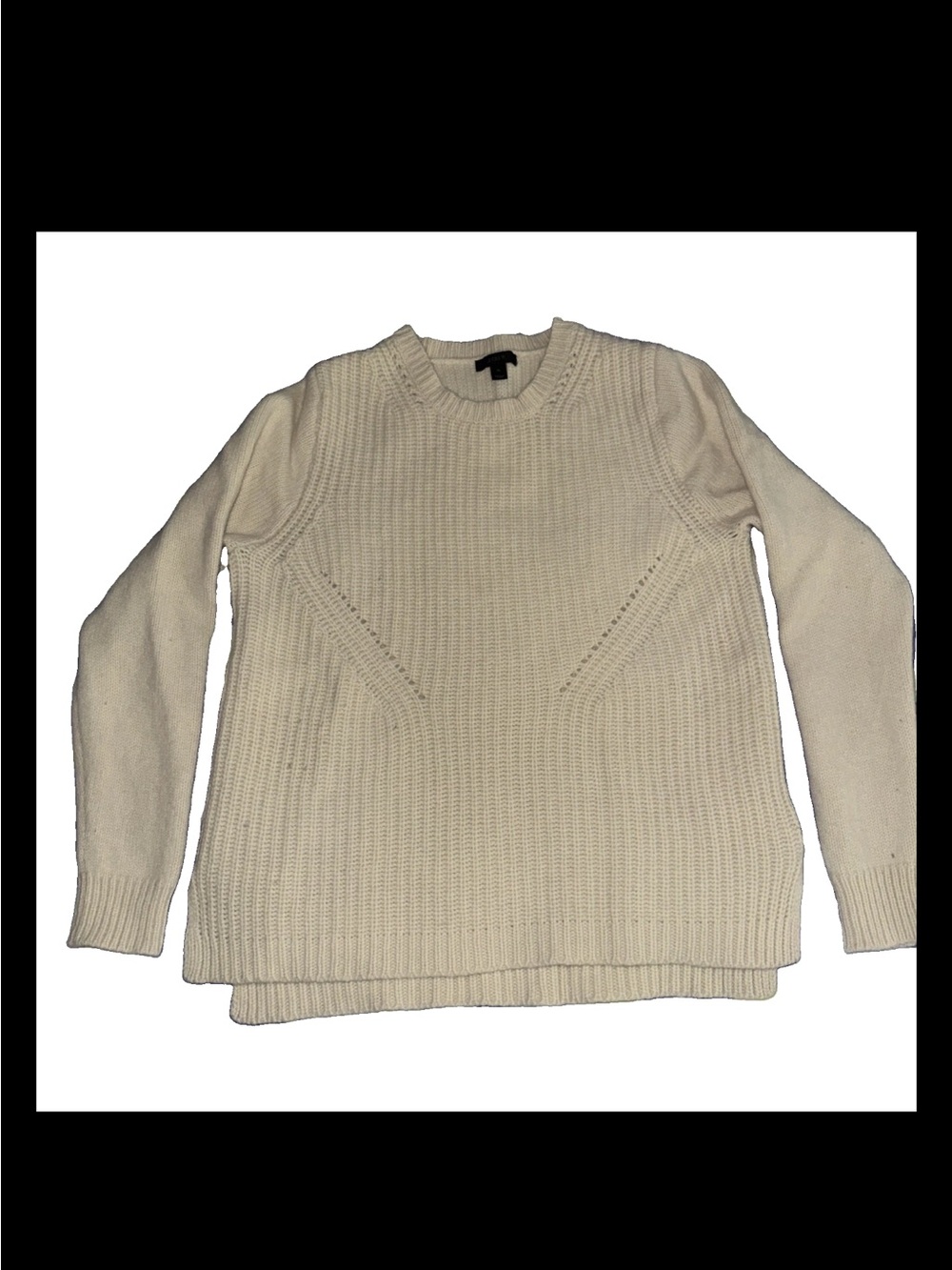 J.Crew Women's Cream Color Pullover Crewneck Textured Knit 100% Wool Sweater XL